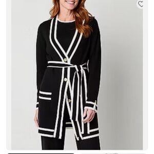 Liz Claiborne Black and White Knit Cardigan- NWT